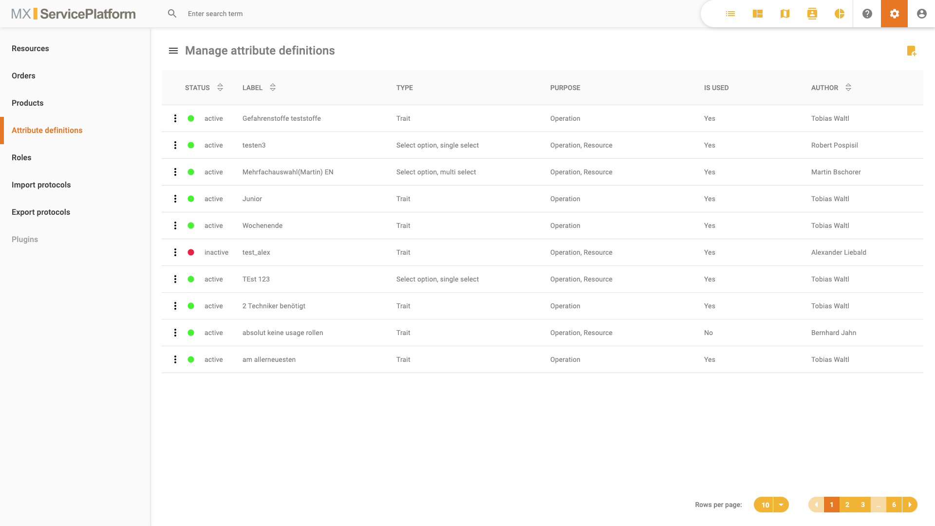 Manage attribute definitions