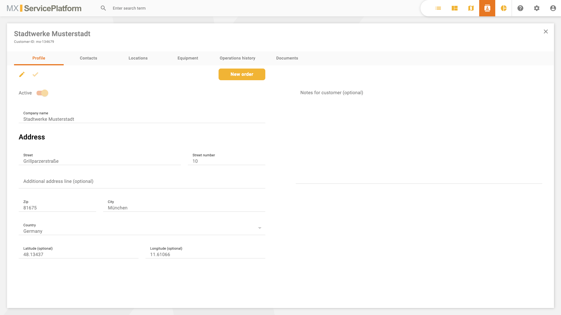 customer details